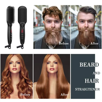 Quick Beard Straightener Hair Straightener Irons Comb Salon Fast Heat Hair Styling Tools Ceramic Hair Straightening Brush 6