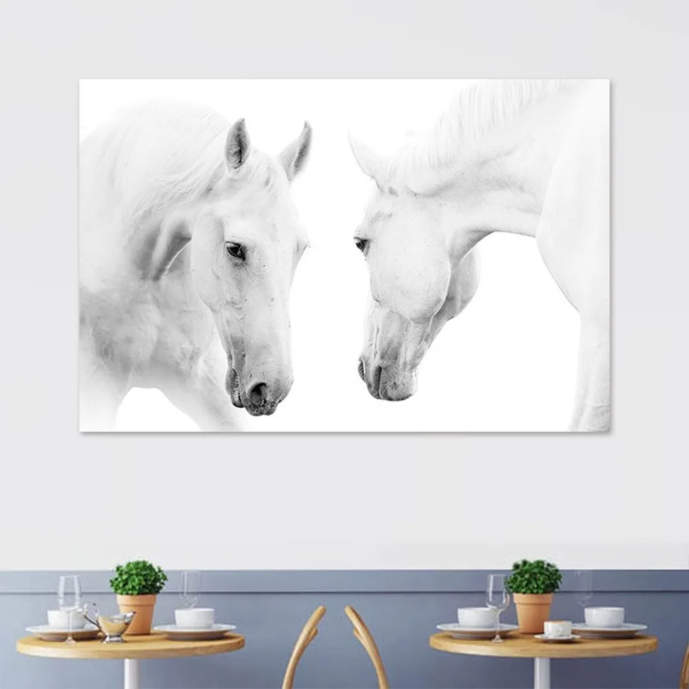 

10 Models White Horse Canvas Painting Elegant Pure Horse Animal Print Posters Home Living Room Photo Wall Decoration Picture Set