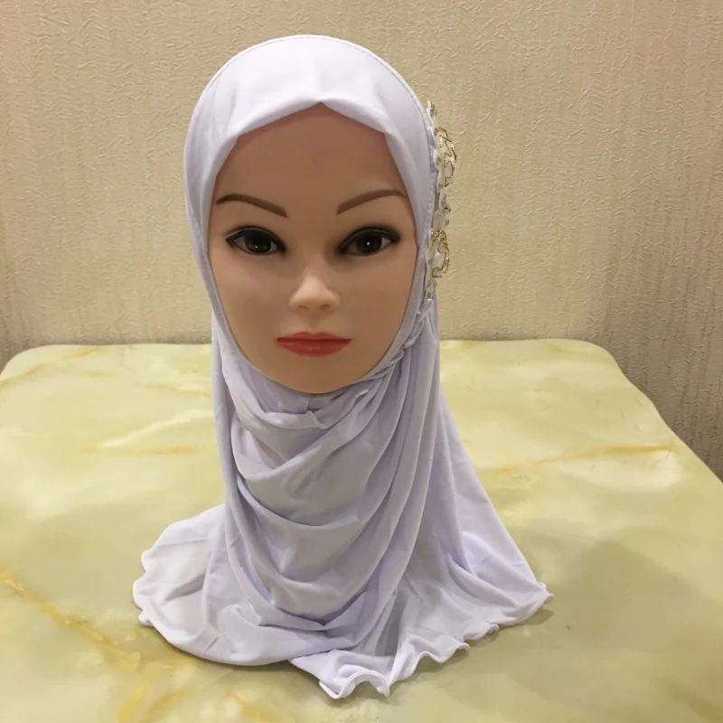H1404 красивый хиджаб детский с 2 цветами исламский шарф хиджаб маленькие шляпы