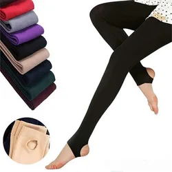 Mallas gruesas y cálidas para mujer, pantalones elásticos de forro polar cepillado, pies elásticos, alta elasticidad, otoño e invierno, 2020