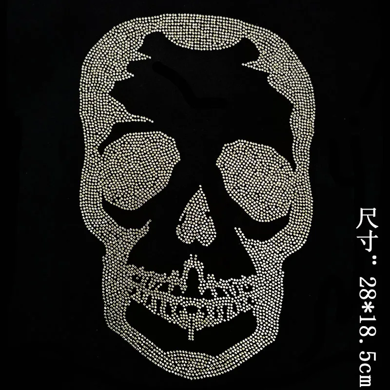 Big skull design strass iron stone hot fix rhinestone motif transfer rhinestones with glue for bag | Дом и сад