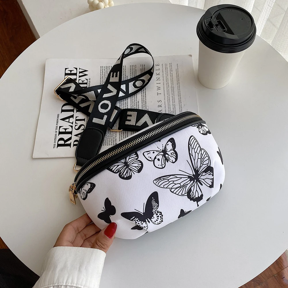 

Butterfly Women Letters Strap Chest Bag Fashion Fanny Pack Female Crossbody Pouch