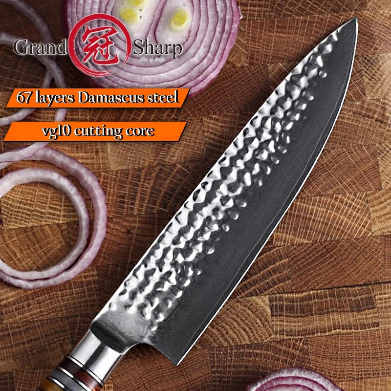 GRANDSHARP 7,7 дюймов дамасский нож шеф-повара японский Дамасская сталь vg10 кухонные ножи кухонная утварь молотое лезвие японский нож