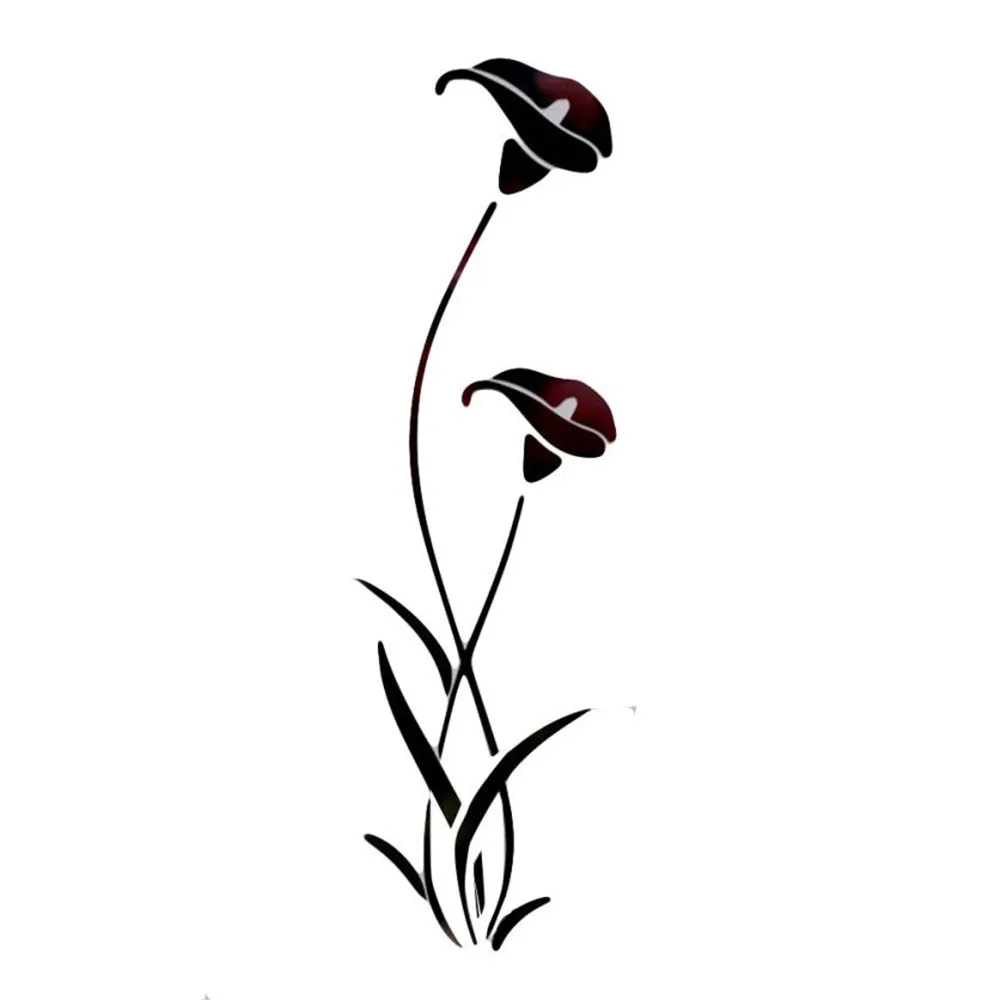 DIY Flower Acrylic Wall Sticker Plant Shape Modern Stickers For Living Room Decoration Wallpaper Art Decals 3 Colors Stick | Дом и сад