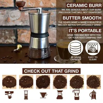 

Manual Coffee Grinder Coffee Mill Stainless Steel Hand Crank Grinding Conical Ceramic Coffee Grinder Mill Kitchen Tools Dropship