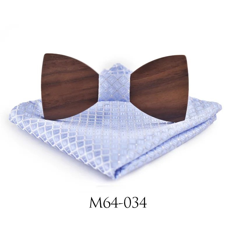 Wood Bowtie Set Мужская Свадебная деловая вечеринка, галстук, рубашка, деревянная бабочка, галстук-платок, деревянная эластичная лента, Свадебный галстук-бабочка, карман, Squre - Цвет: Wood Bowtie Set