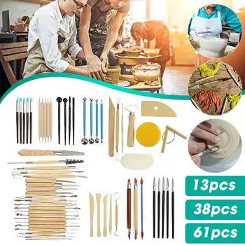 

61/38/13Pcs DIY Sculpting Tool Pottery Tools Wood Handle Pottery Set Carving Sculpt Smoothing Shapers Pottery Clay Ceramic Tool