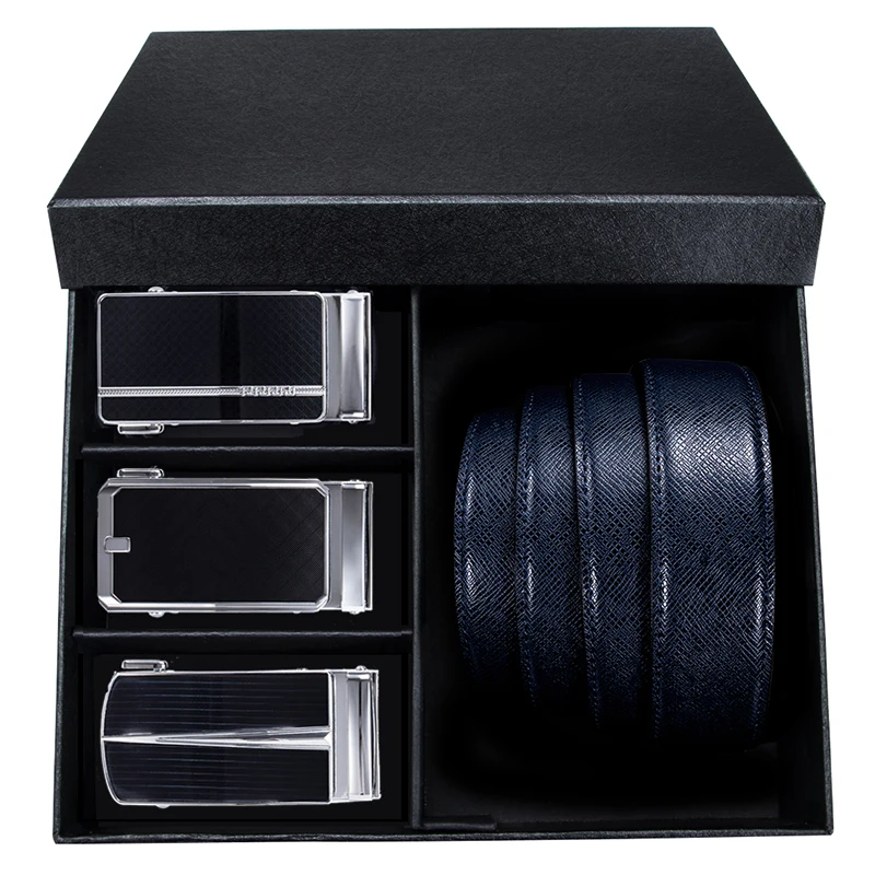 2114-2117-2116-PE Hi-Tie, новинка, зеленый кожаный ремень, мужской, мягкий, натуральная кожа, автоматическая пряжка, ремни для мужчин, роскошный, брендовый, дизайнерский, Подарочная коробка, ремень - Цвет: 2114-2117-2116-PE