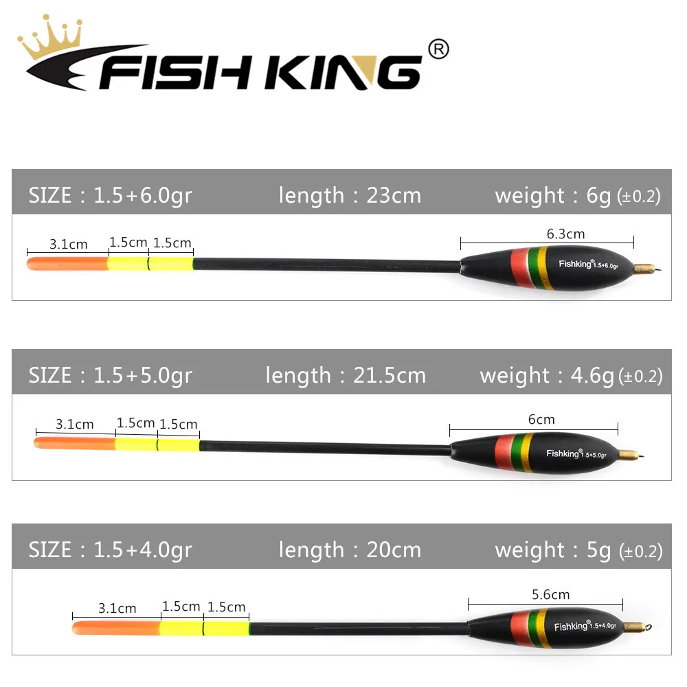 FISH KING 3 шт./упак. Barguzinsky Fir поплавок 1 5 + 4 0 г/1 6 г Боббер Balsa из пробки вертикальный для