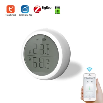 

Tuya ZigBee Smart Home Temperature And Humidity Sensor With LED Screen Works For Amazon Google Home Assistant
