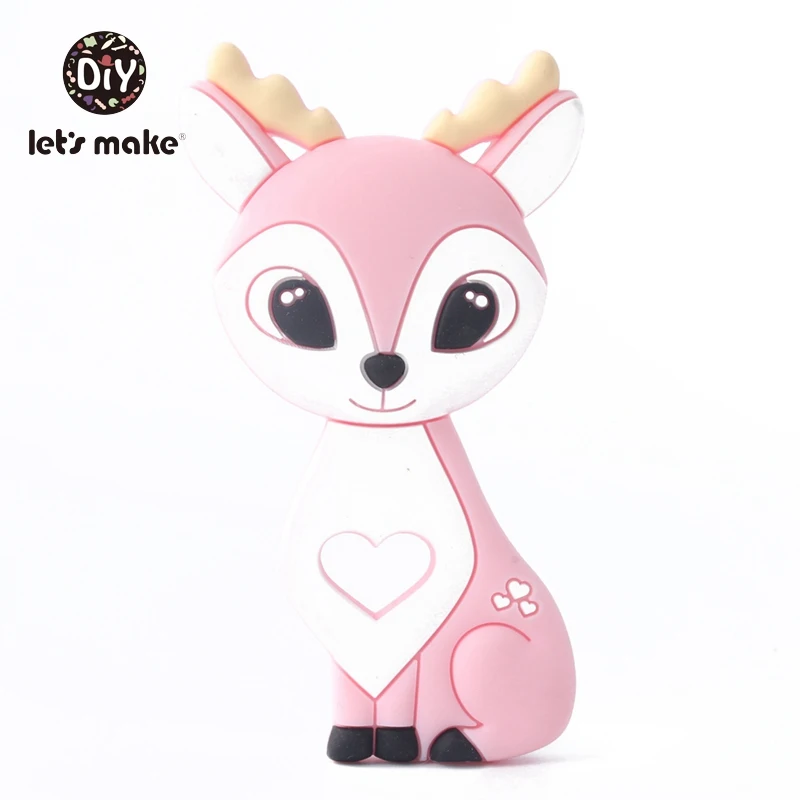 Pink Elk Давайте сделаем детский Прорезыватель грызунов рождественские подарки носки с дизайном «звёзды» олень, Лось пряник человек дерево снежинка DIY без БФА, силиконовый Прорезыватель зубов - Цвет: Pink Elk