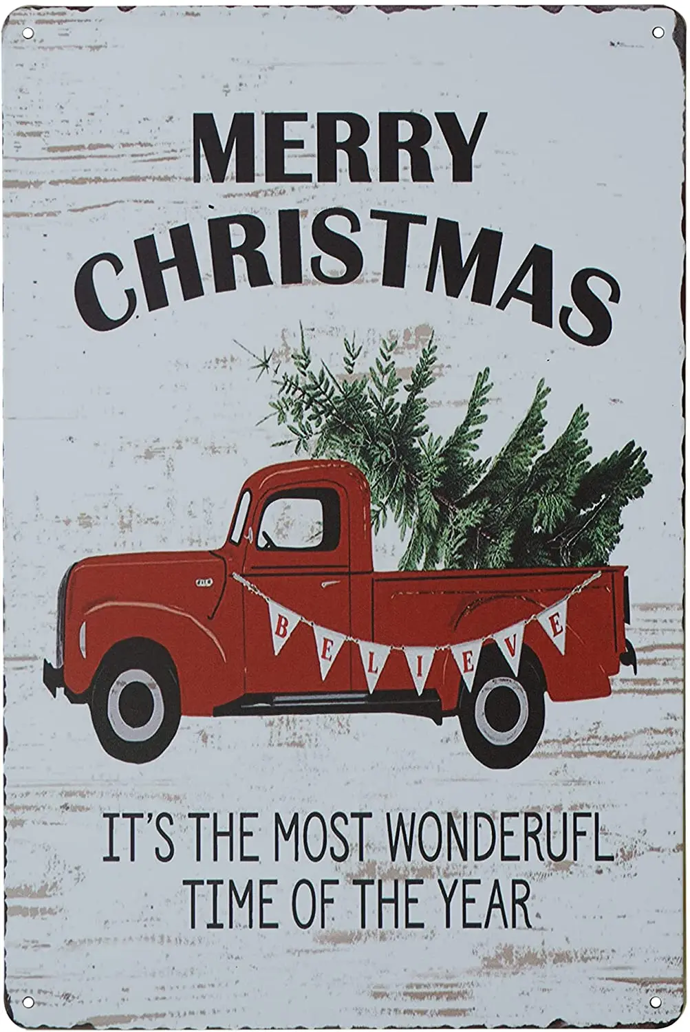 

Merry Christmas Trees Funny Truck Retro Vintage Bar Metal Tin Sign Poster Style Wall Art Pub Bar Decor Coffee Cup Signs