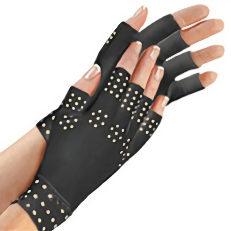 ABZB-Magnetic Anti Arthritis Health Compression Therapy Gloves Fingerless Gloves Health Gloves - Цвет: Черный