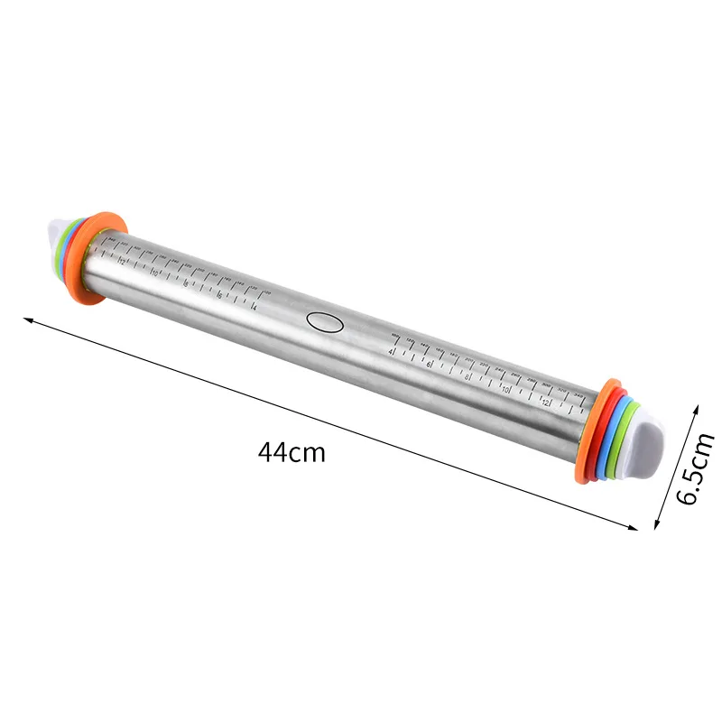 17 дюймов Регулируемая Скалка из нержавеющей стали с тестом мат тесто ролик с 4 съемными регулируемыми толстыми кольцами - Цвет: C