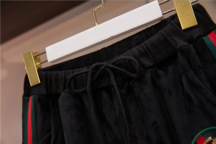 Большой размера плюс XL-4XLTracksuit для женщин комплект из двух частей толстовки брюки одежда Теплый Зимний бархат утолщение спортивный костюм Conjunto
