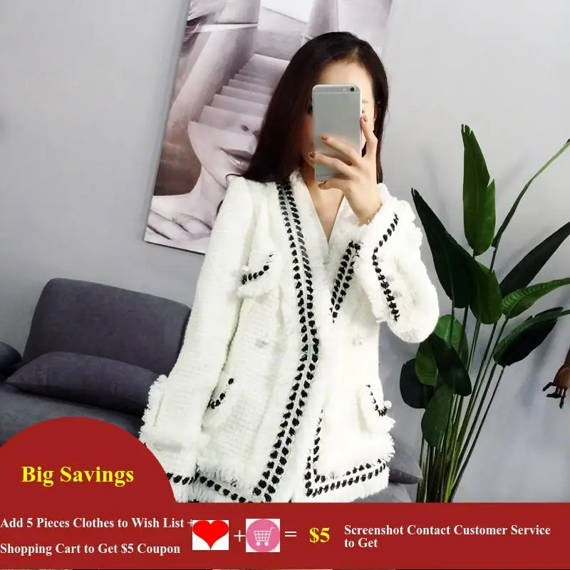 Однобортный твидовый пиджак с расклешенными рукавами и карманами кисточками