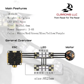 

8pcs 2835/5730 LED Board Light 6Bits 3-6S ESC-LED for RC Drone FPV Racing Freestyle Frame Arm X220S Nazgul5 Tyro119 Upgrade