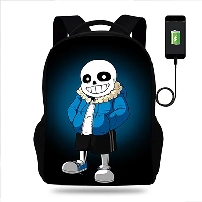 Игра «Undertale» школьные сумки для подростков мальчиков и девочек рюкзаки ранец для детей ортопедические mochila escolar Usb зарядка Книга сумка - Цвет: k7477