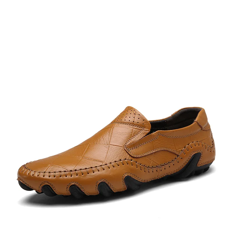 Merkmak/ новые осенние Мужская обувь из натуральной кожи с дышащей сеткой; Туфли без каблуков мода круглый носок Повседневная кожаная обувь для мужчин большой размер женские лоферы - Цвет: T3