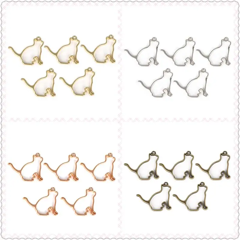 5 шт. кошка бабочка подвеска в форме Совы УФ Смола Рамка металлический полый открытый ободок лоток животное Установка Клей пустой DIY ювелирных изделий - Цвет: 7