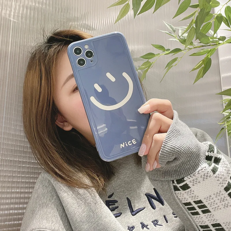 Чистый Цвет Большой смайлик чехол для телефона подходит iPhone11 12Pro Max mini/ X XS XR XSMax