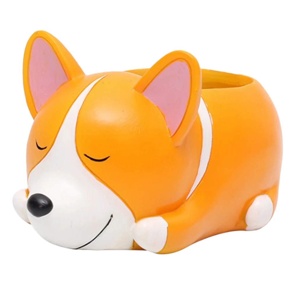 Resin Cartoon Dog Succulent Cactus Planter Pot, Decorative Garden Flower Holder Bowl for Home Office, Pick