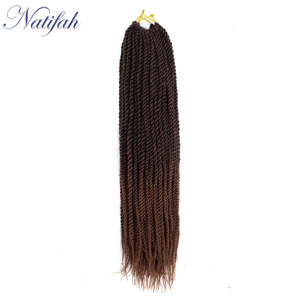 Natifah Ombre Сенегальские крученые волосы на крючках косички волосы 18 дюймов Синтетические косички для наращивания волос 30 корней/упаковка коричневые косички - Цвет: T1B/30