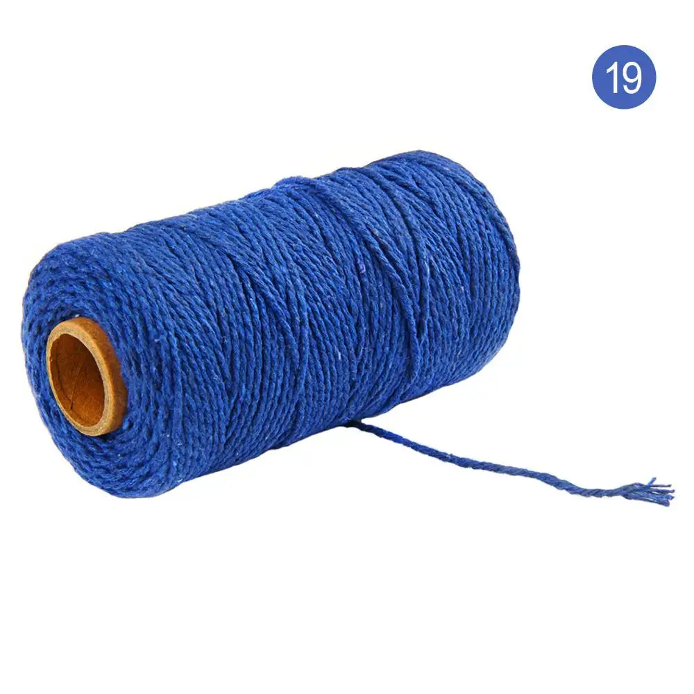 Style 19 2 мм, 100 м, шнур для макраме, хлопковый натуральный шнур, шпагат, шнур для макраме, шпагат для рукоделия, декор на стену, хлопковый пекарь, черный - Цвет: Style 19