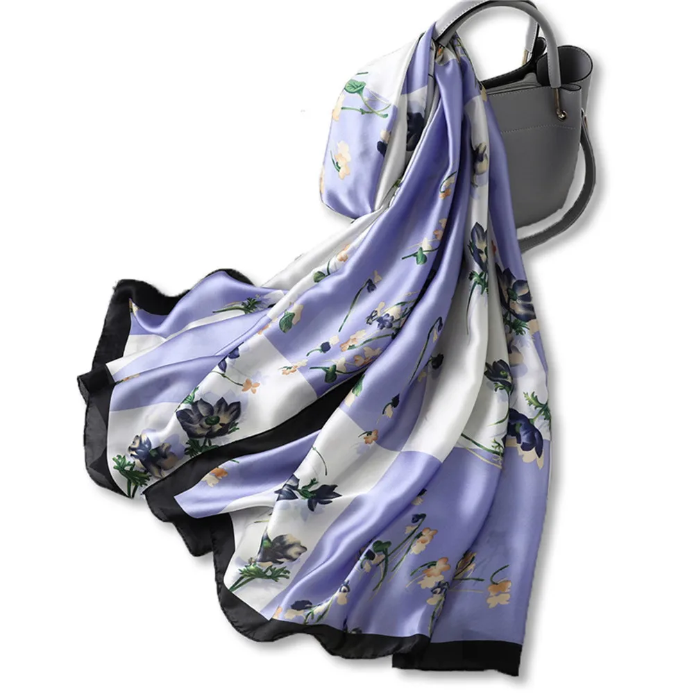 

Elegant Flower Scarf Women Fashion Shawl Beach Summer Travel Blanket Slik Sexy Woman Party Scarves 2020 Floral Novelty Bandana