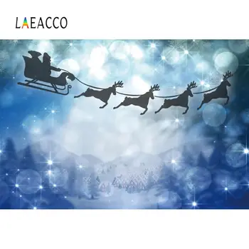

Winter Backgrounds Photography Merry Christmas Santa Clause Sledge Blue Polka Dot Light Bokeh Party Baby Child Photo Backdrops