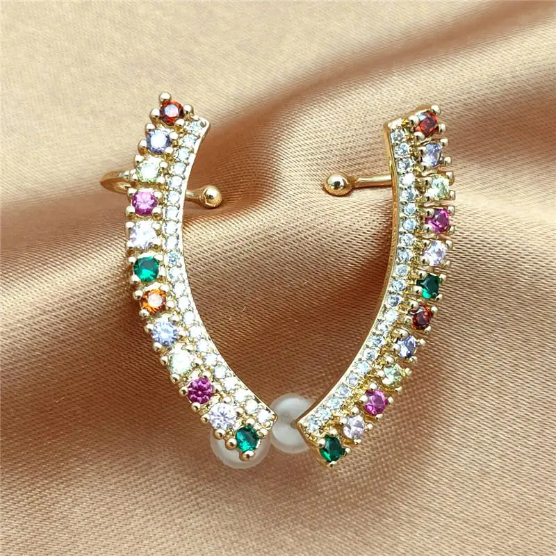 

2019 Korean Luxury Multicolor Zircon Earings Gold Stud Earrings for Women Fashion Jewelry Wedding Engagement Statement Brincos