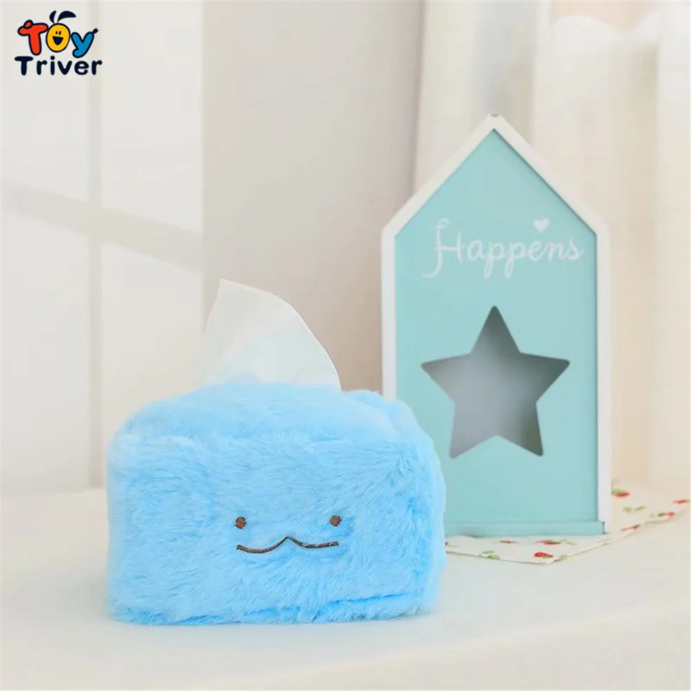 Kawaii Sumikko Gurashi, плюшевая игрушка, тривер, тканевая коробка, чехол для салфеток, бумажный держатель для салфеток, домашний магазин, декор для автомобиля, комнаты, салфетки, игрушки, подарок на день рождения - Цвет: blue