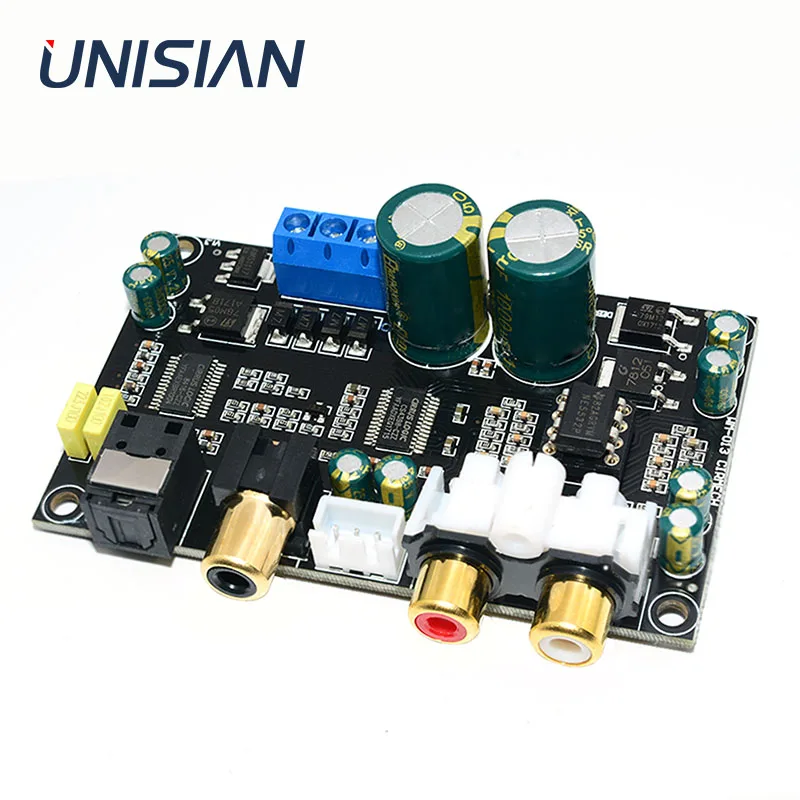 Unisian-decodificador de Áudio Coaxial Óptico Amplificador Suporte 24bit192khz Spdif Fibra Óptica Placa Dac para Amplificador Doméstico