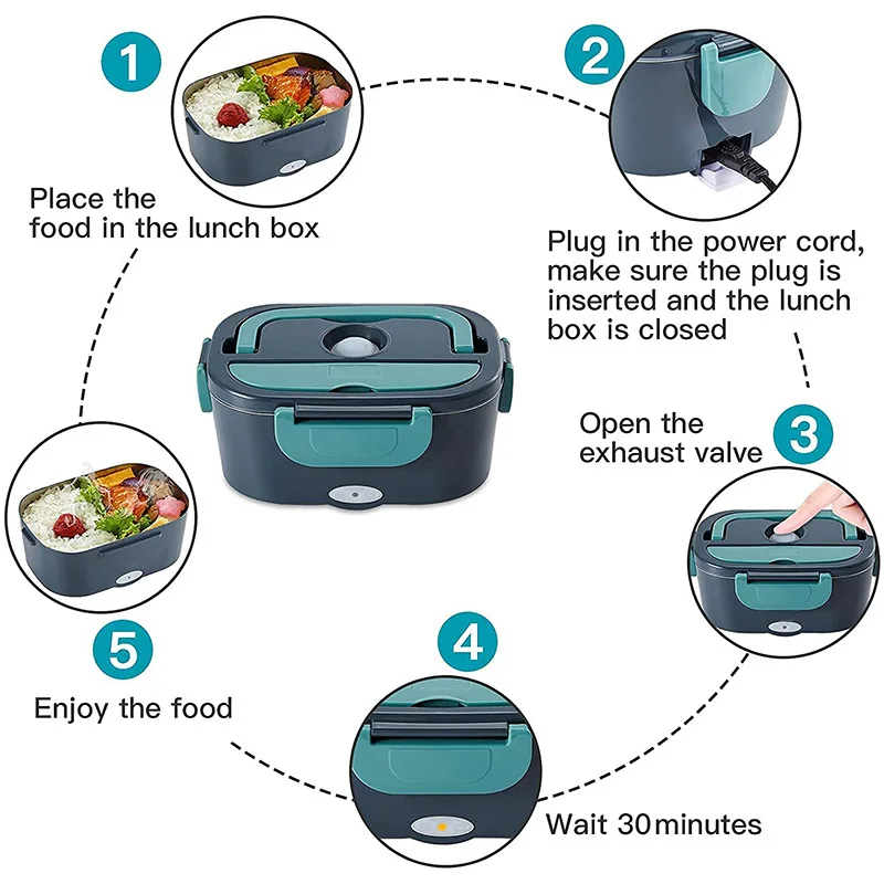 Dual Use 220V 110V 24V 12V Electric Heated Lunch Box Stainless Steel School Car Picnic Food Heating Heater Food Warmer Container bento lunch box lunch box food lunch box thermal lunch box insulation lunch box food warmer