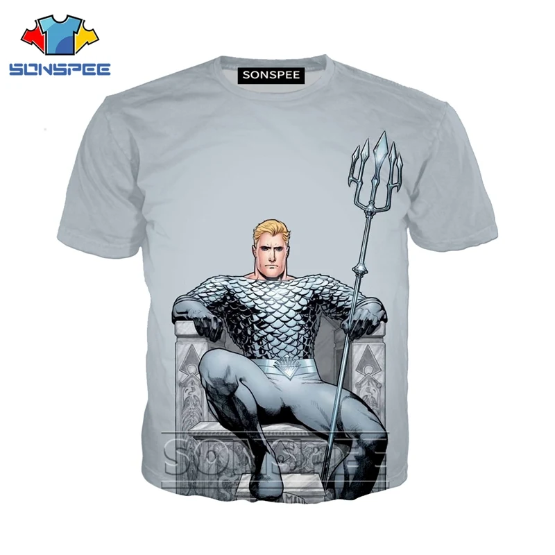 Аниме 3d печать игра футболка Aquaman фильмы верхняя одежда логотип для мужчин и женщин модная футболка Harajuku Детские рубашки homme футболка A201 - Цвет: 26