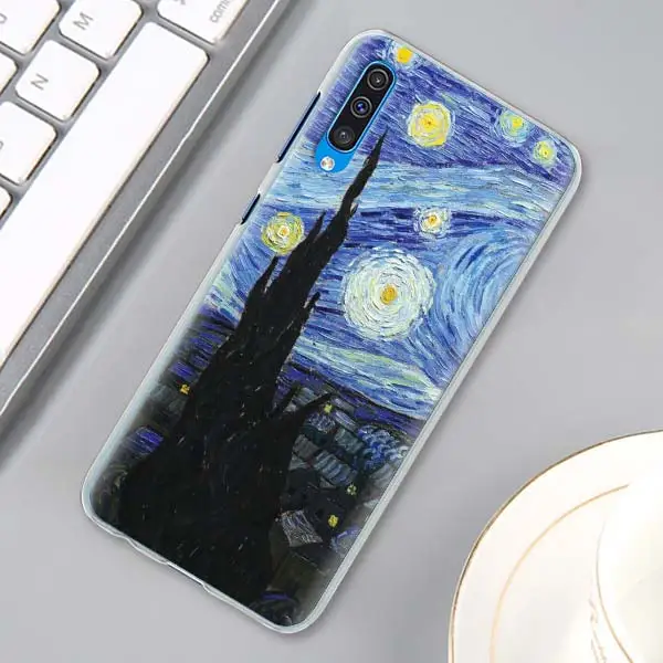 H06 Картины с изображением звездной ночи Ван Гог телефонные чехлы для samsung Galaxy A10 A20e A30 A40 A50s A60 A70 A80 A6 A7 A8 A9 в твердом переплете - Цвет: H06