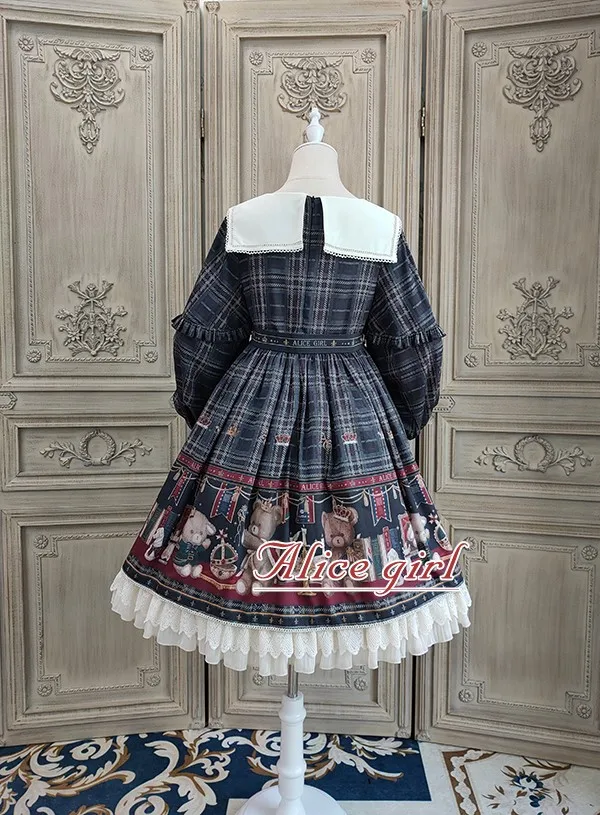 Милое Тедди~ винтажное вечернее платье Лолита с длинным рукавом от Alice Girl~ предзаказ