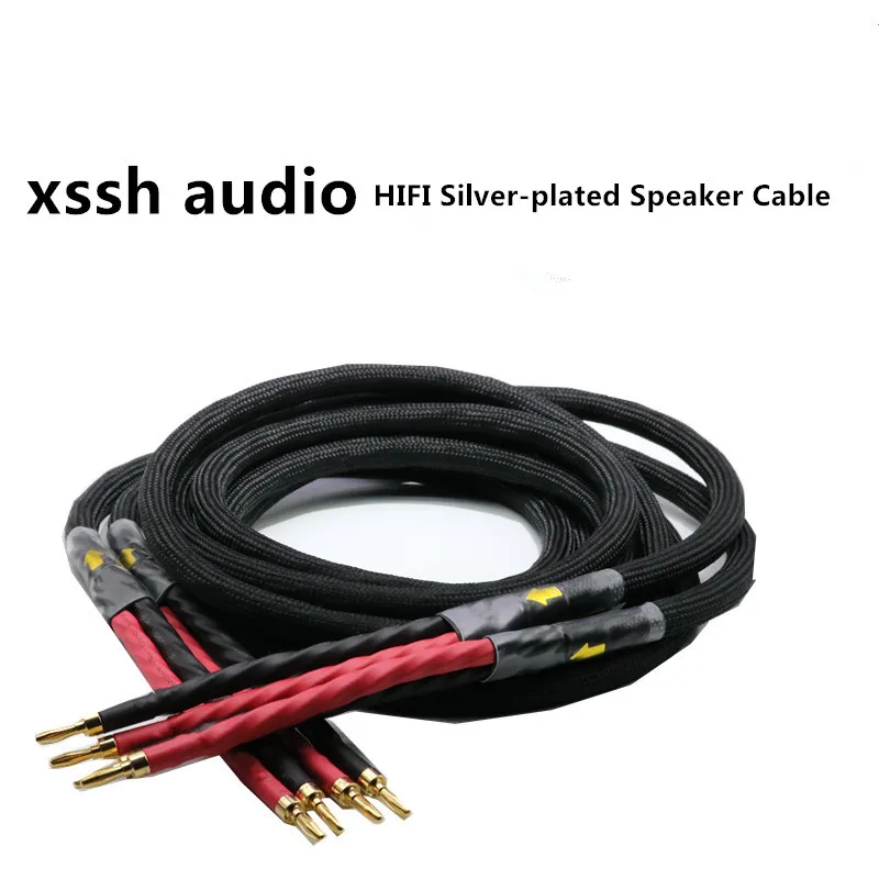 1 пара XSSH HIFI посеребренный кабель для динамиков Hi-end 4N OFC провод Hi-Fi систем с