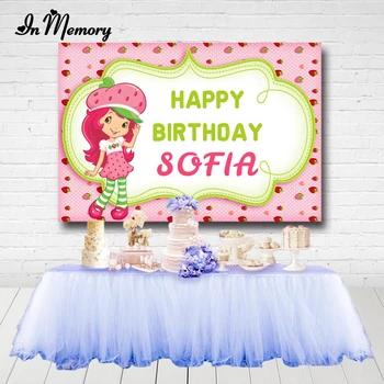 

InMemory Pink Girls Birthday Party Backdrops Strawberry shortcake Theme Baby Shower Newborn Party Photography Backgrounds Custom
