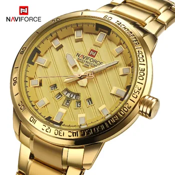 

Luxury Brand NAVIFORCE Gold Watches Men's Stainless Steel Quartz Clock Date Waterproof Sport Wristwatch Male Relogio Masculino