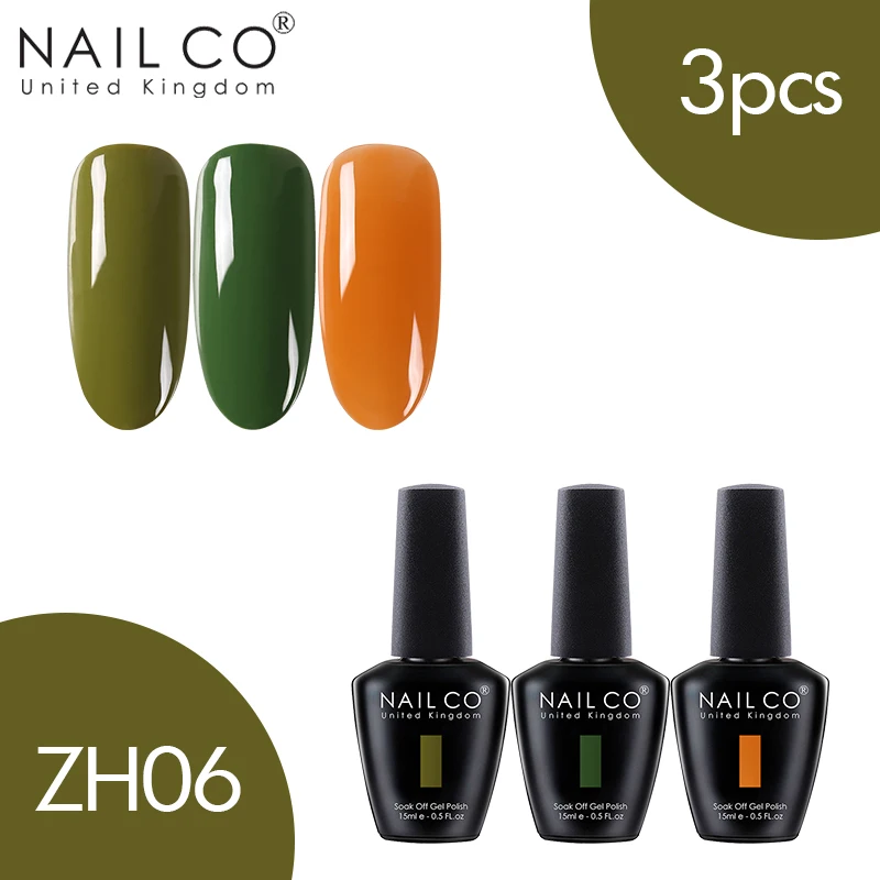 NAILCO 3 шт. набор гель-лака UV Vernis Полупостоянный Праймер УФ-гель для ногтей Краска Декоративный Лак для ногтей Гибридный отмачиваемый Гель-лак - Цвет: ZH06