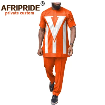 

Tracksuit Men African Clothing Short Sleeve Crop Top and Pants 2 Piece Set Ankara Clothes Dashiki Outfits Tribal Shirt A2016041