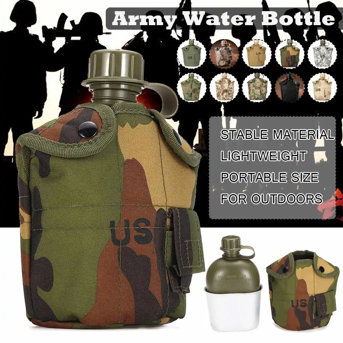 Открытый военный кемпинг военная бутылка для воды с сумкой тактический Чехол для переноски для кемпинга путешествие на выживание аксессуары для скалолазания
