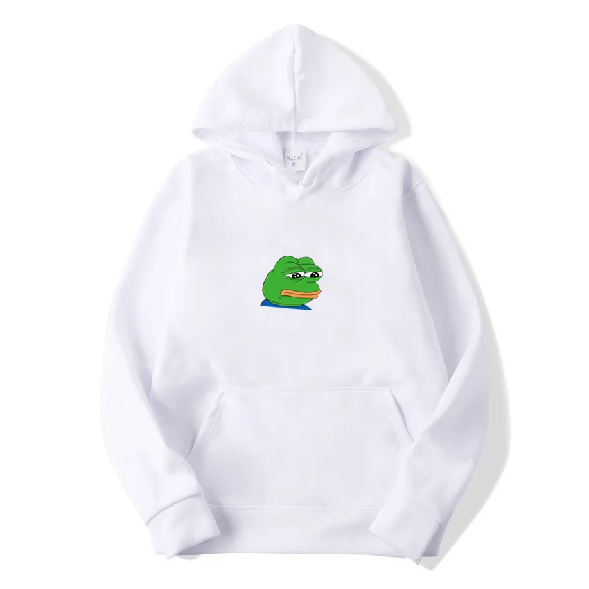 white a Харадзюку, хип-хоп толстовки, толстовка, мужская, японская мода, повседневная толстовка с капюшоном, унылая, рвущая лягушка, с принтом, толстовки, мужские толстовки с капюшоном - Цвет: white a