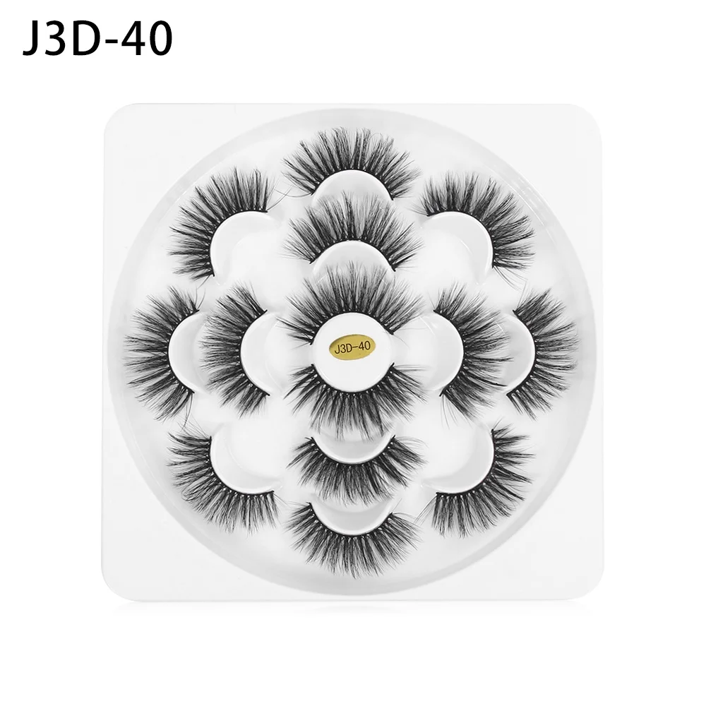 J3D-40 7 пар, 5D, накладные ресницы из норки, толстые, длинные, безжалостные ресницы, ручная работа, наращивание ресниц, Женский инструмент для макияжа глаз - Цвет: J3D-40