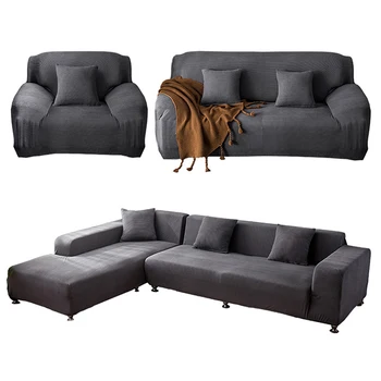 

Elastic Sofa Cover For Living Room Stretch Slipcover Solid Color covertores All-inclusive corner sofa couch cover 1/2/3/4 Seater