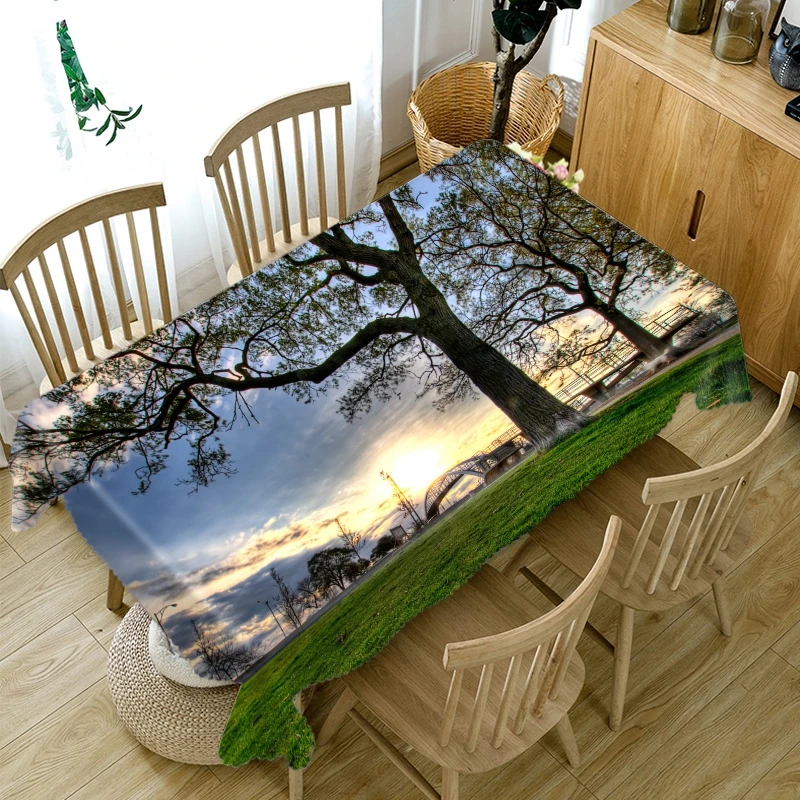 3D зеленый авеню и башня скатерть с рисунком утолщаются хлопковые