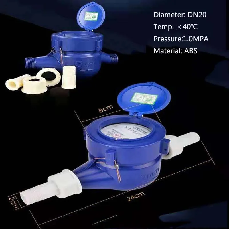 

DN20 3/4" ABS Home Cold Water Meter Single Water Flow Dry Table Measuring Tools