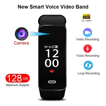 

Professional New 1080P HD Video Camera Sound Voice Photo Recorder Cam Smartband Smart Band Watch Wristband Bracelet