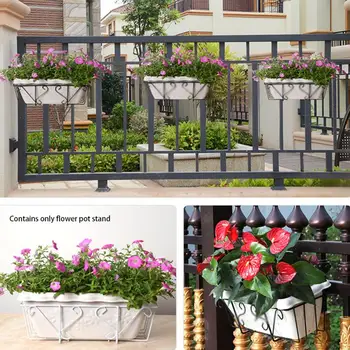 

Fence Storage Hanger Porch Home Iron Art Balcony Rack Hanging Railing Display Stand Potted Plant Flower Pot Holder Multifunction
